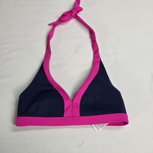 Boden Tie Back Bikini Top only Size 2 Navy And Pink